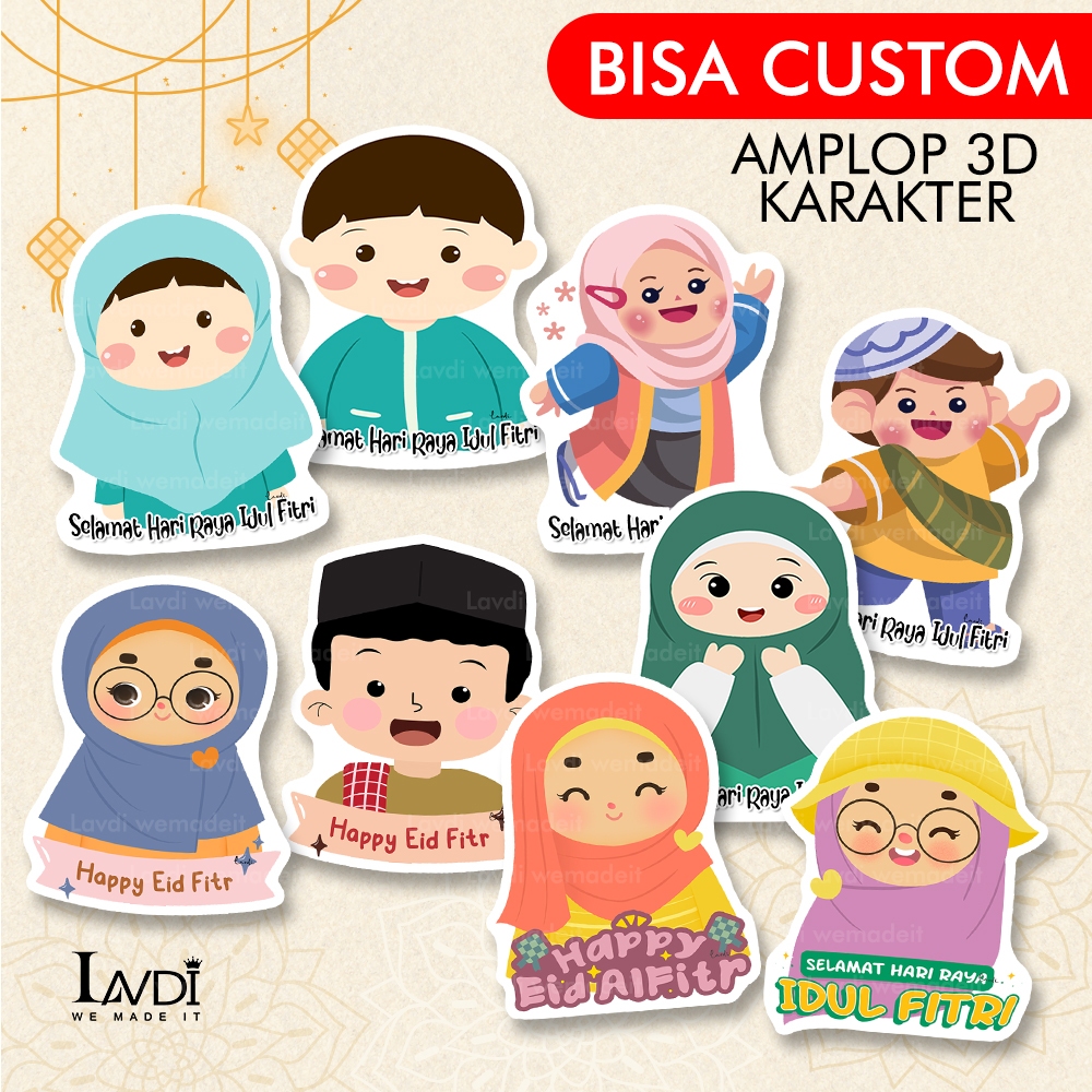 

Amplop lebaran 2025 Unik 3D Karakter Lucu Custom Nama