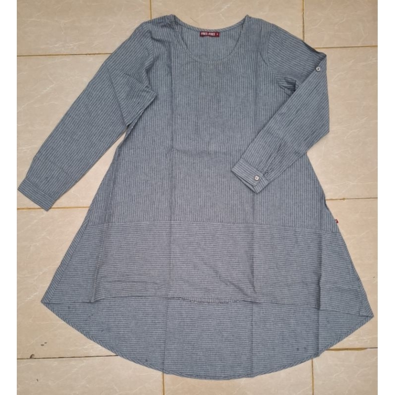 Preloved Tunik Salur Lengan Panjang Wanita