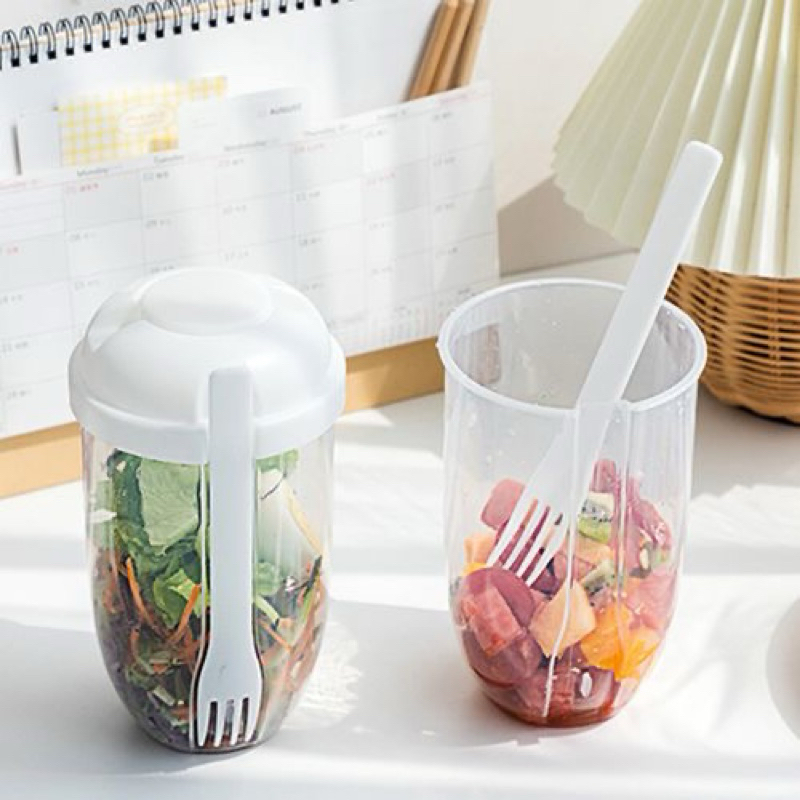 [BARKAN] ELLEN Salad Cup Portable / Cup Salald Portable dengan Garpu / Botol Salad Portable / Portab