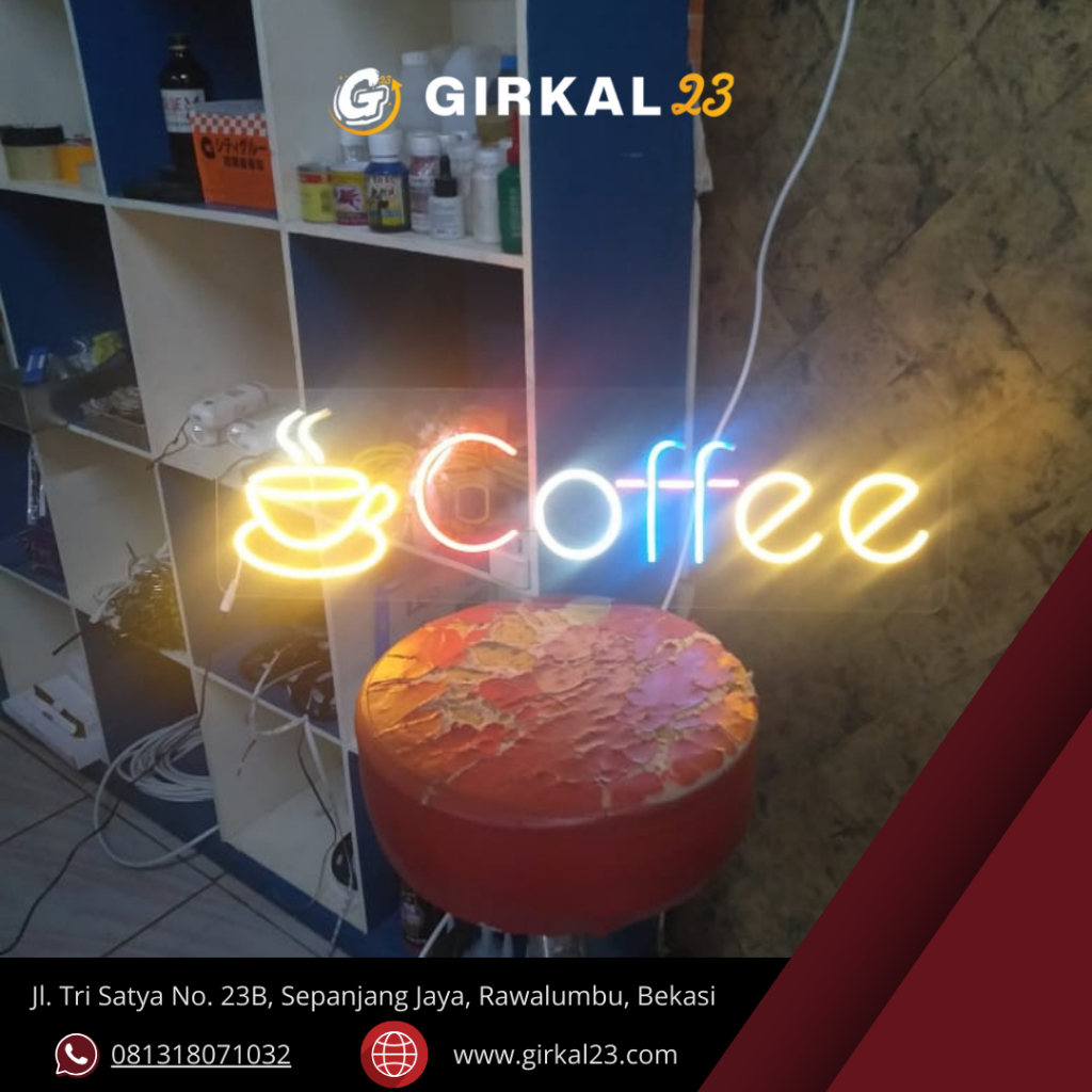 Lampu LED Neon Flex Sign Custom Gambar Coffee Untuk Cafe | Neon Sign Cafe Coffee | Neon Flex Custom
