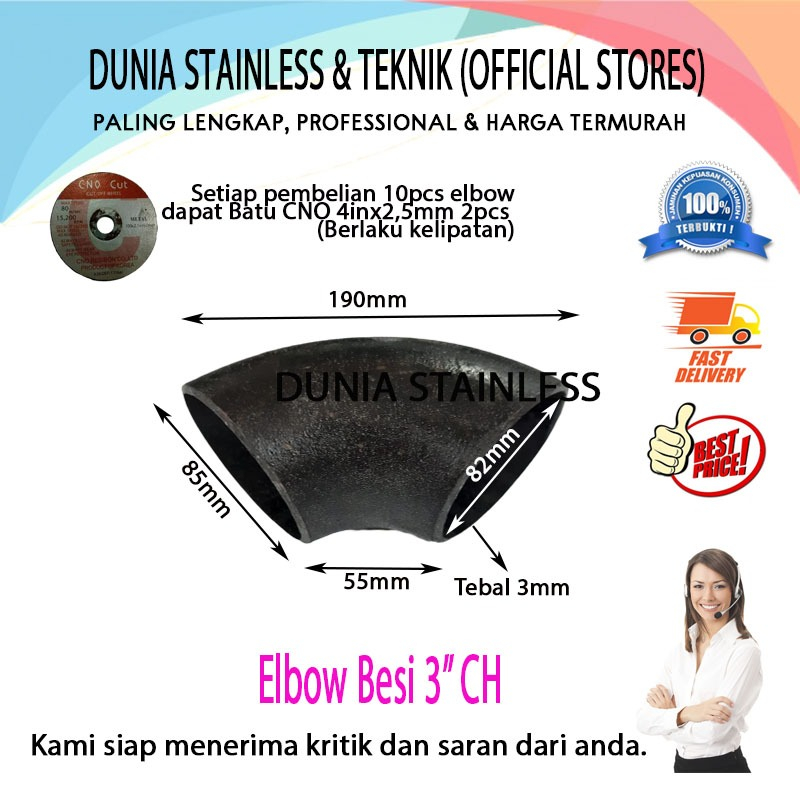Elbow pipa besi 3"