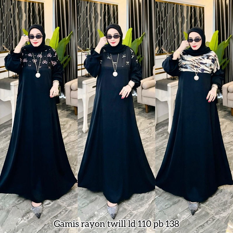 EMILY MIDI ZARA DRESS KOMBINASI RAYON / DRESS PREMIUM WANITA