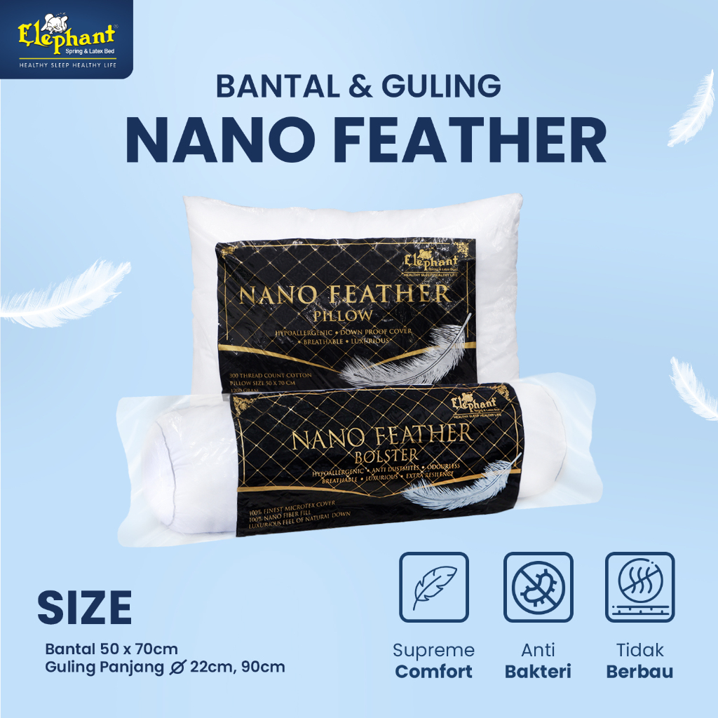 Elephant Set Bantal + Guling Nano Feather ( Bantal Bulu Angsa Sintetis )