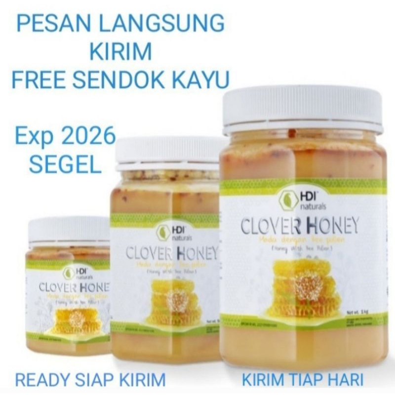 

Madu clover honey 1kg,500gr,250gr exp 2026 free sendok kayu