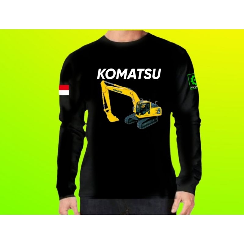 Baju kaos excavator Komatsu pc200 sablon DTF/kaos lengan panjang pria wanita