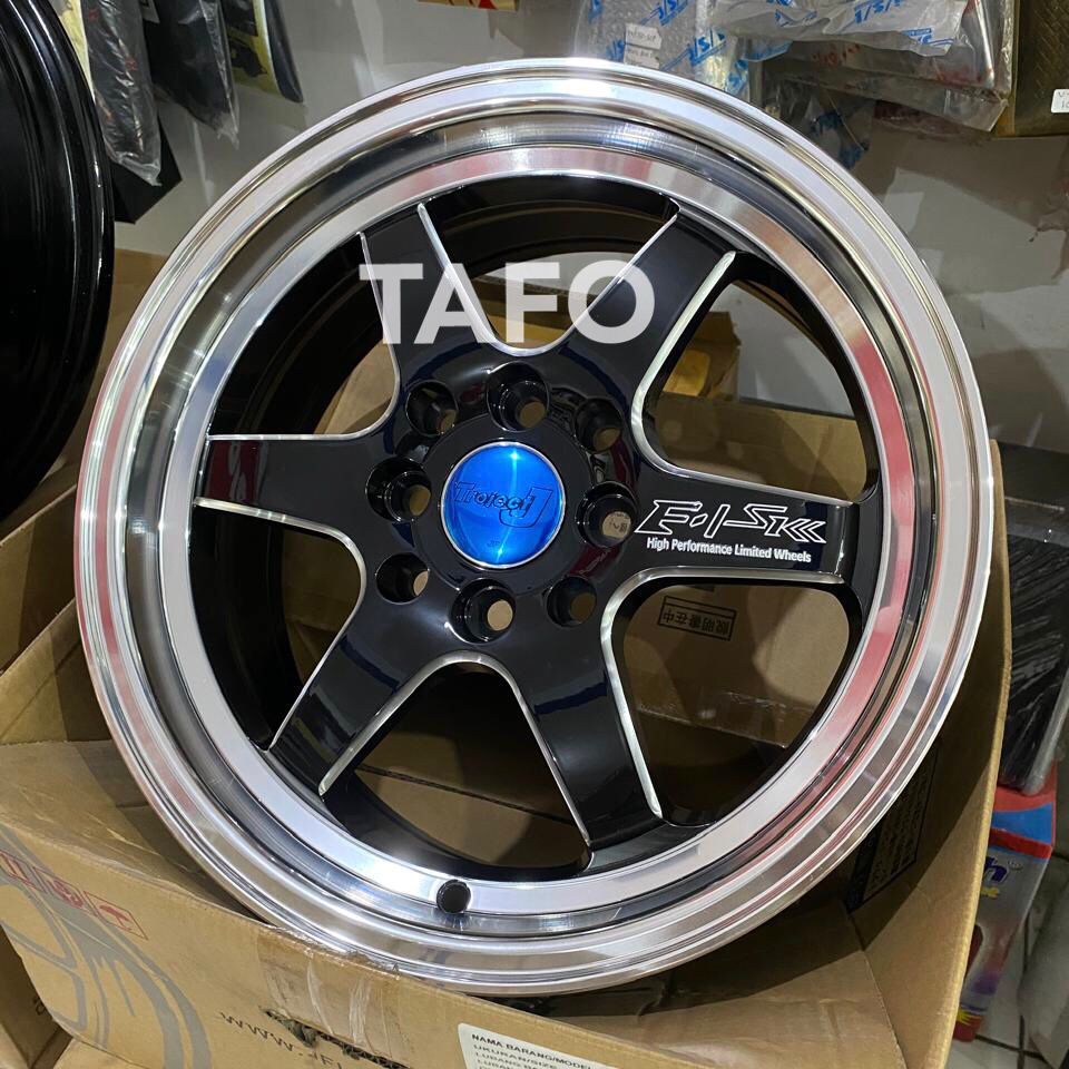 VELG RACING MOBIL R15 H8 / VELG MOBIL RING 15 HITAM SILVER