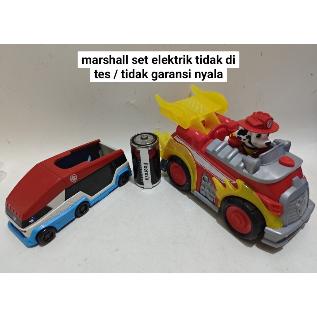 Set sml paw patrol marshall mighty pups charged up deluxe vehicle & true metal paw patroller diecast
