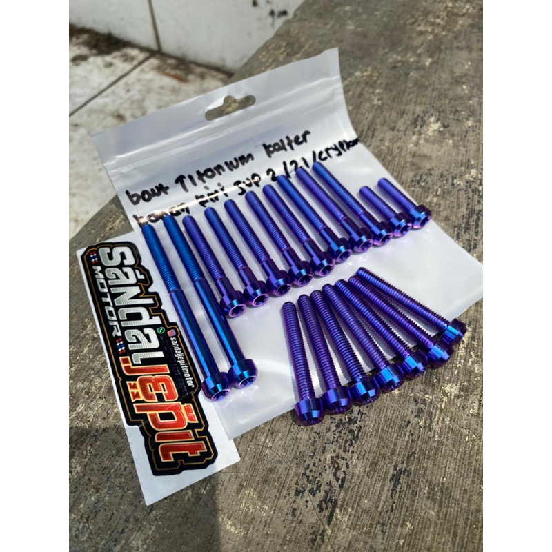 BAUT TITANIUM BLOK MESIN JUPITER BURHAN Z1 VEGA R CRYPTON BAUT TITANIUM COVER BAK KALTER KANAN KIRI 