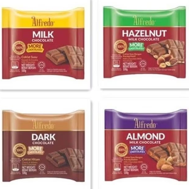 

Alfredo bar milk chocolate 100gr hazelnut , milk, almond