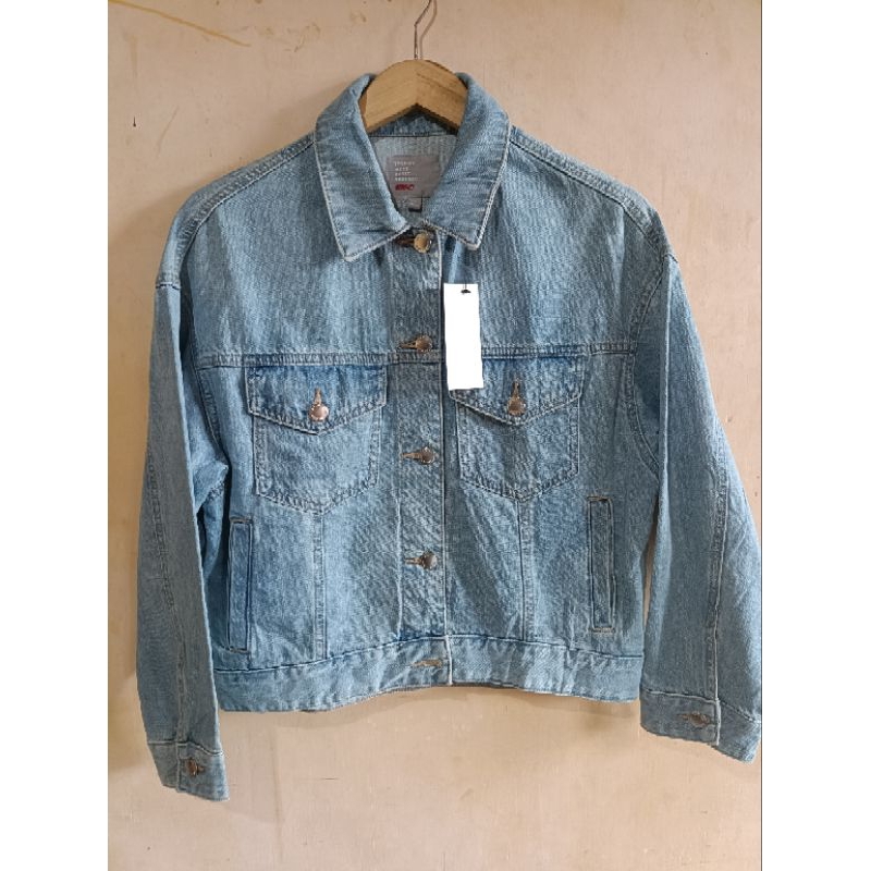 Jacket Jeans Wanita Agak CROP SPAO (Preloved)