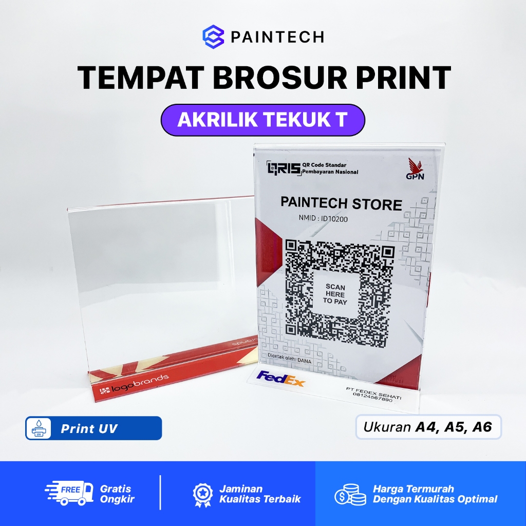 

Acrylic Tent Holder – Display Menu, QRIS, Brosur dengan Custom Logo atau Brand Ketebalan 2mm