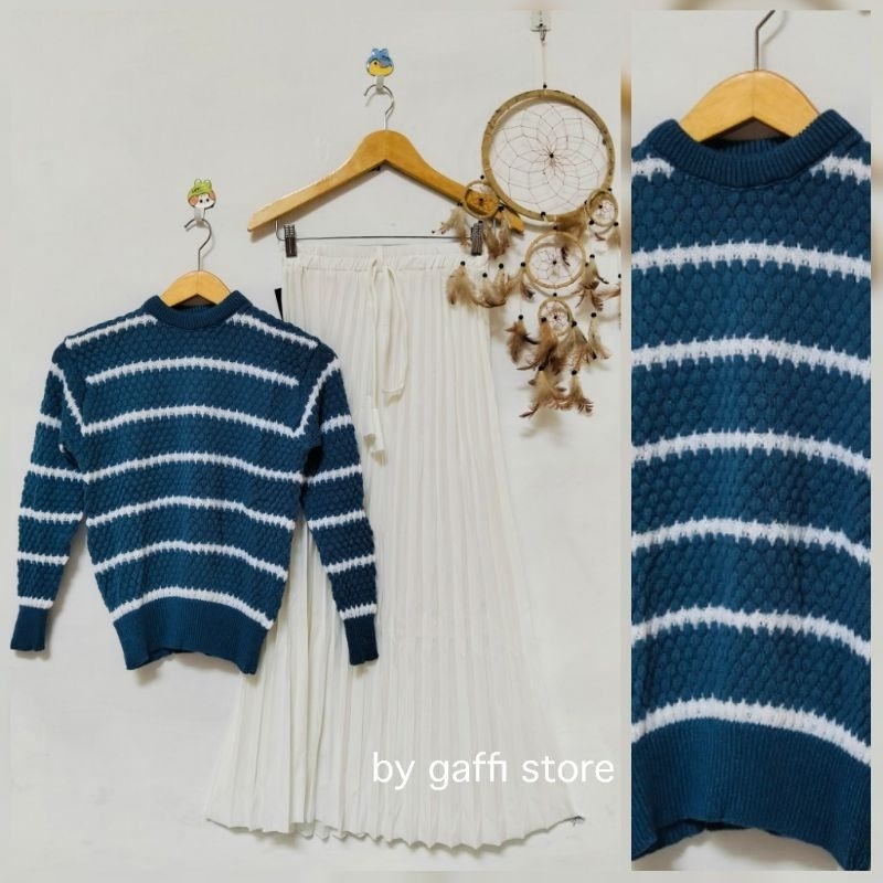 Setelan Dewasa Rajut Nanas Polet Dan Rok Plisket