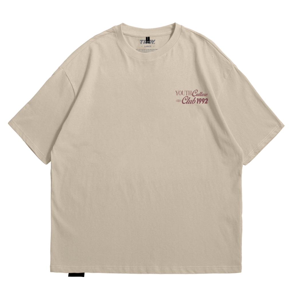 Troy Company Oversize Tshirt Beige Youth Culture - Kaos Oversize Lengan Pendek Coklat Beige OVD 3014