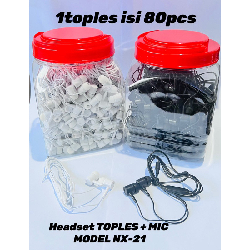 headset earphone headphone headsfree toples + mic/headset toples isi 80pcs nx-21 /headset toples