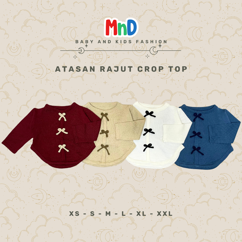 MnD - Atasan Baju Rajut Anak Perempuan Cewe Fashion Korea Model Crop Top Pita