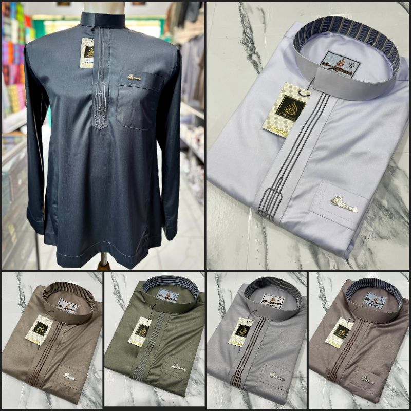 TERBARU Koko Al Maimanah Melayu Motif Bordir Bahan Saudi Import Baju Koko Pria Muslim Dewasa Busana 