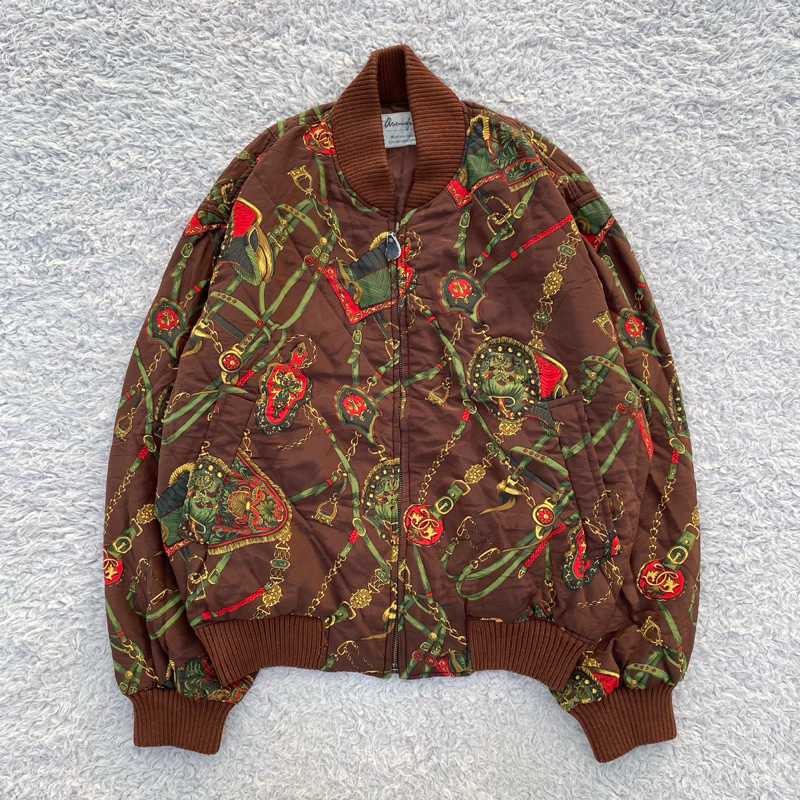 Vintage bomber jacket avenuefoch - padded bomber - quilted jacket - puffer bomber - silk bomber - si