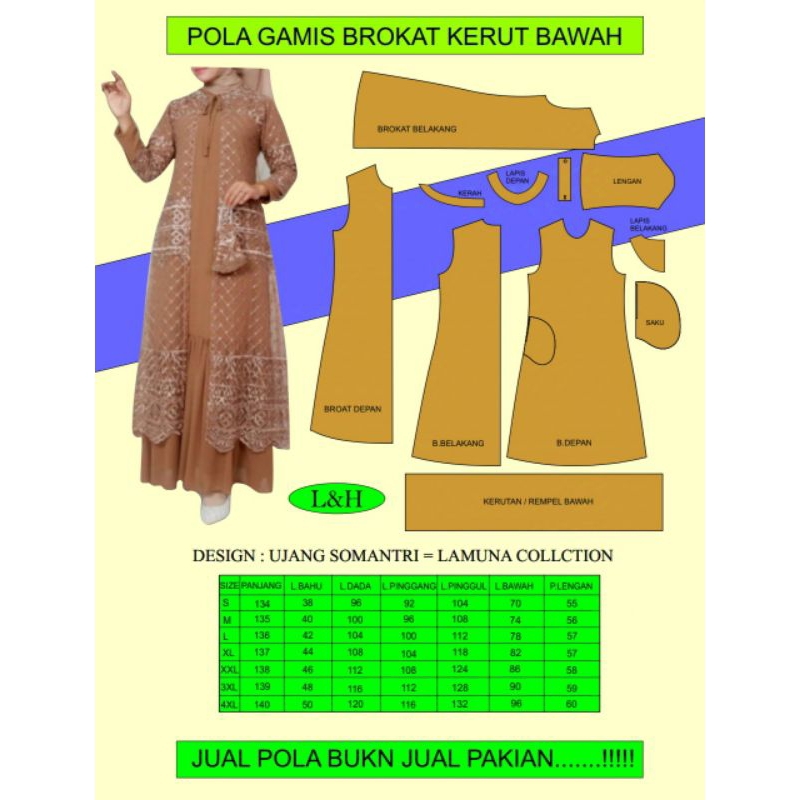 pola gamis dewasa model brokat terlaris anggun