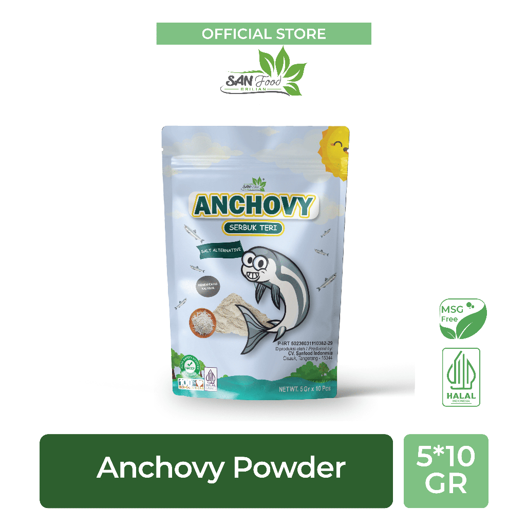 

Sanfood Indonesia Anchovy Powder 50gr Bubuk Kaldu Teri Kemasan Praktis Bumbu MPASI w22
