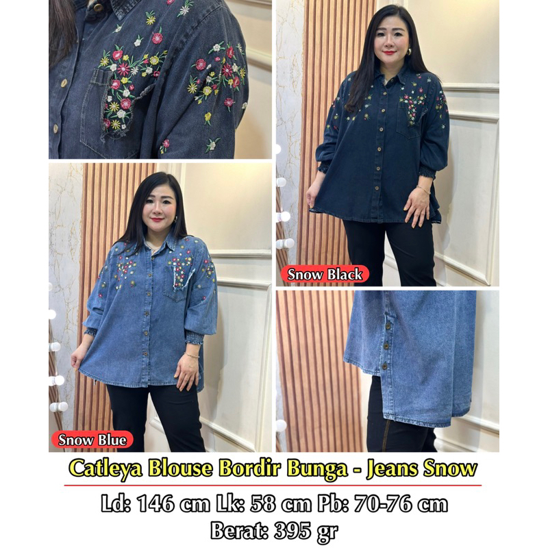 FINA BIGSIZE - (CATLEYA BLOUSE JEANS) ATASAN PANJANG WANITA JUMBO BIGSIZE