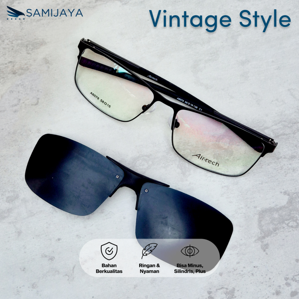 Kacamata Vintage Airtech Tipe A6079 C1 Warna Hitam