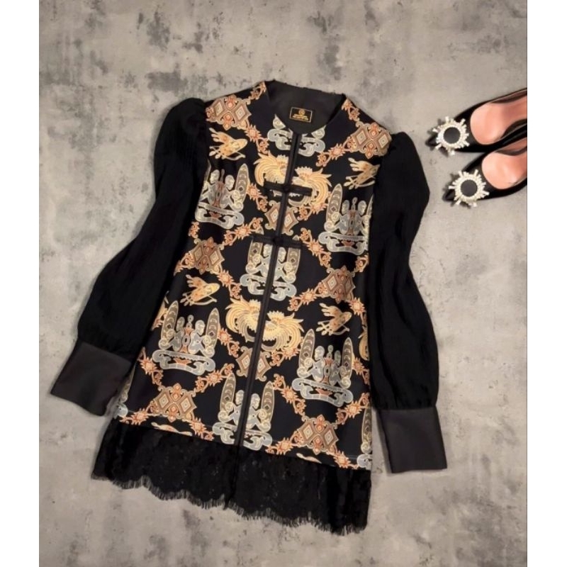 blus batik premium mix brokat renda hitam