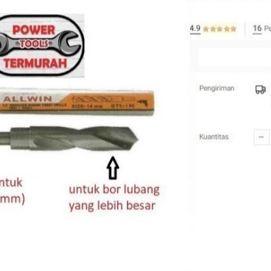 

Mata Bor HSS Besi 20 mm Reduced Shank Twist Drill Reducer Kones Taper