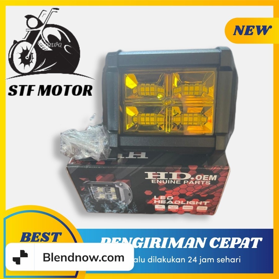 Lampu Tembak Strobo Sorot Flash Led 12 Mata 4 sisi Motor kuning Putih