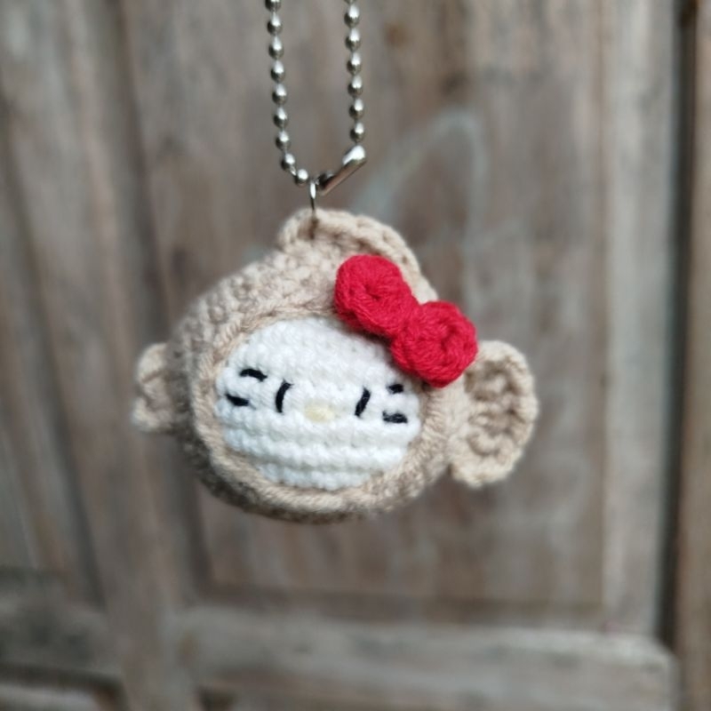 Taiyaki Hello Kitty Crochet Keychain | Gantungan Kunci Rajut Taiyaki Hello Kitty