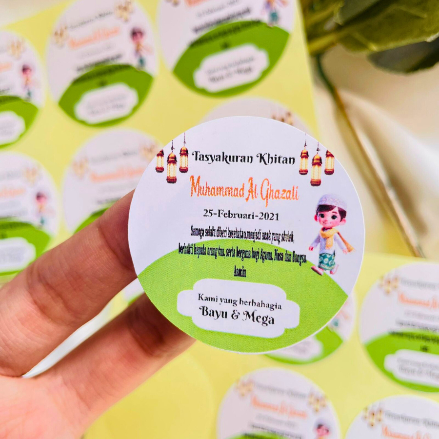 

2-6 STIKER LABEL CHROMO TASYAKURAN KHITAN SYUKURAN WALIMATUL KHITAN