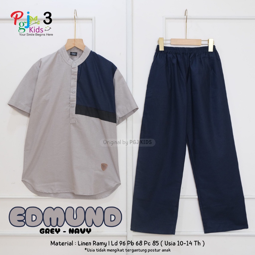 Edmund - Setelan Baju Kemeja Koko dan Celana Anak Remaja Laki Laki by Pgj Kids 3