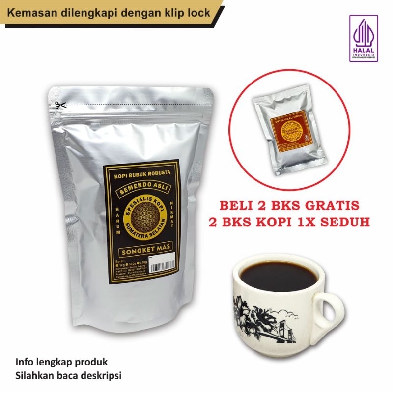 

Kopi Bubuk Robusta Semendo 500gr Songket Mas