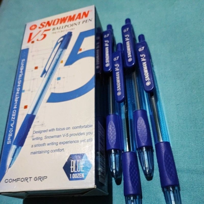 

1PACK SNOWMAN V-5 BIRU 0.7MM BOLPEN BALLPOINT PEN PULPEN BOLPENT ISI 12