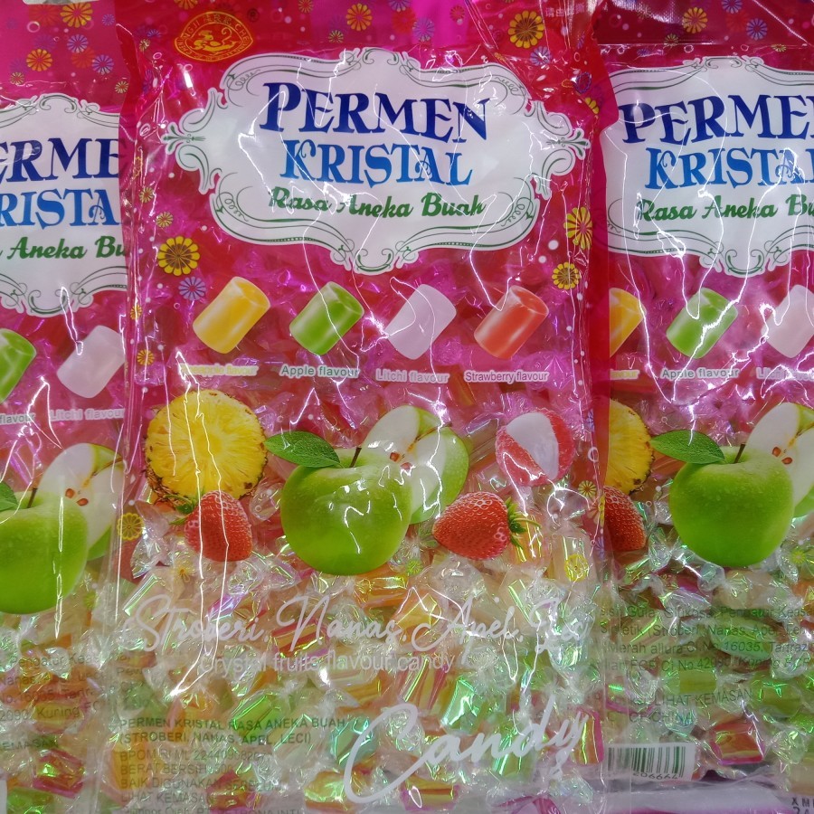 

Permen Kristal Rasa Aneka Buah 500 Gram | Permen Mixed Rasa Strawberry Nanas Apel Leci