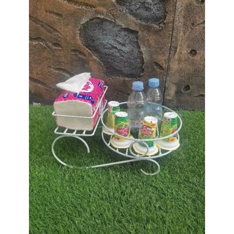 Rak Tempat Minum Lebaran/Keranjang Tempat Air Mineral/Rak Botol dna Tissu/Rak Aqua Gelas Motif