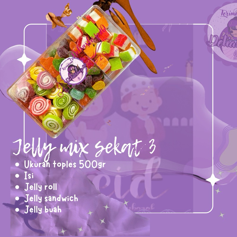 

jelly mix skat 3, paket jelly mix lebaran jelly roll,sandwich,buah by deliashop20