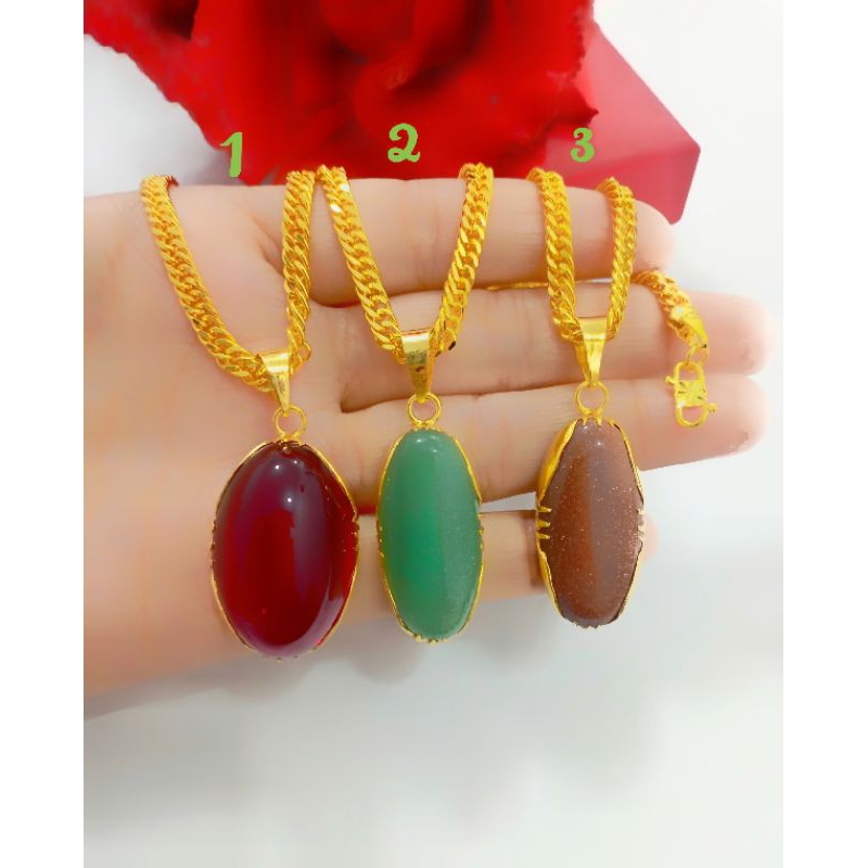 [KIMOY] KALUNG+LIONTIN WARNA EMAS KRISTAL 24KARAT
