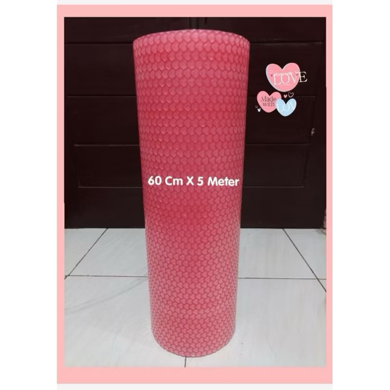 

BUBBLE WRAP PINK LOVE TEBAL SUPER PREMIUM /BUBBLE WRAP ROLL /PANJANG 5 METER