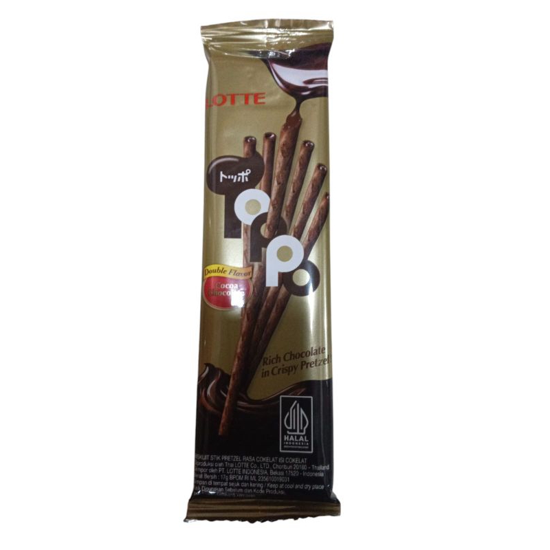 

Satuan Lotte Toppo Double Flavor Cocoa Chocolate 17gr Satuan