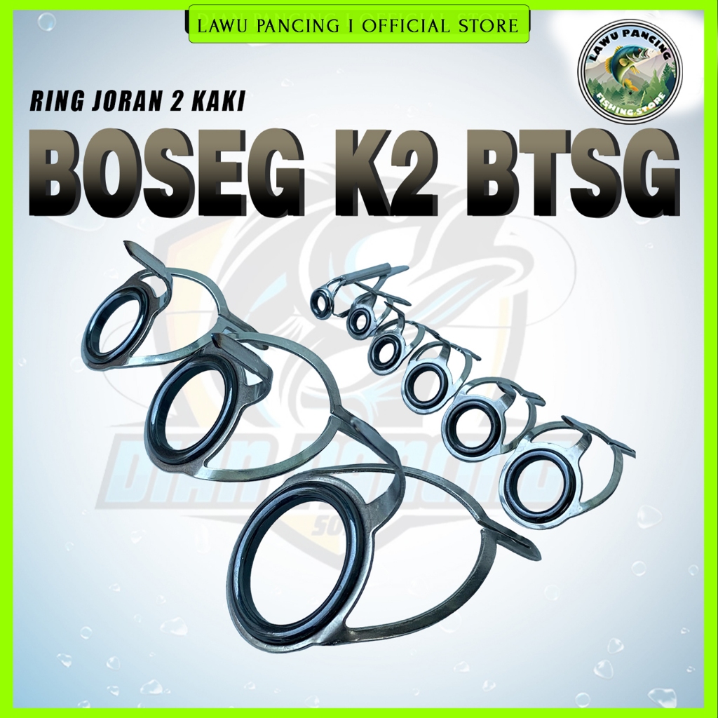 RING GUIDE SET 2 KAKI BOSEG 2K BTSG Stainless Steel Keramik halus untuk ring joran pancing