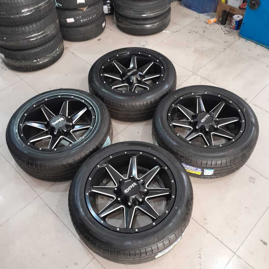 VELG MOBIL BEKAS DPR RING 20 LEBAR 9 PCD 6X139,7 ET 18 BLACK+BAN ACC IOTA 255 55 R20 UNTUK MOBIL PAJ