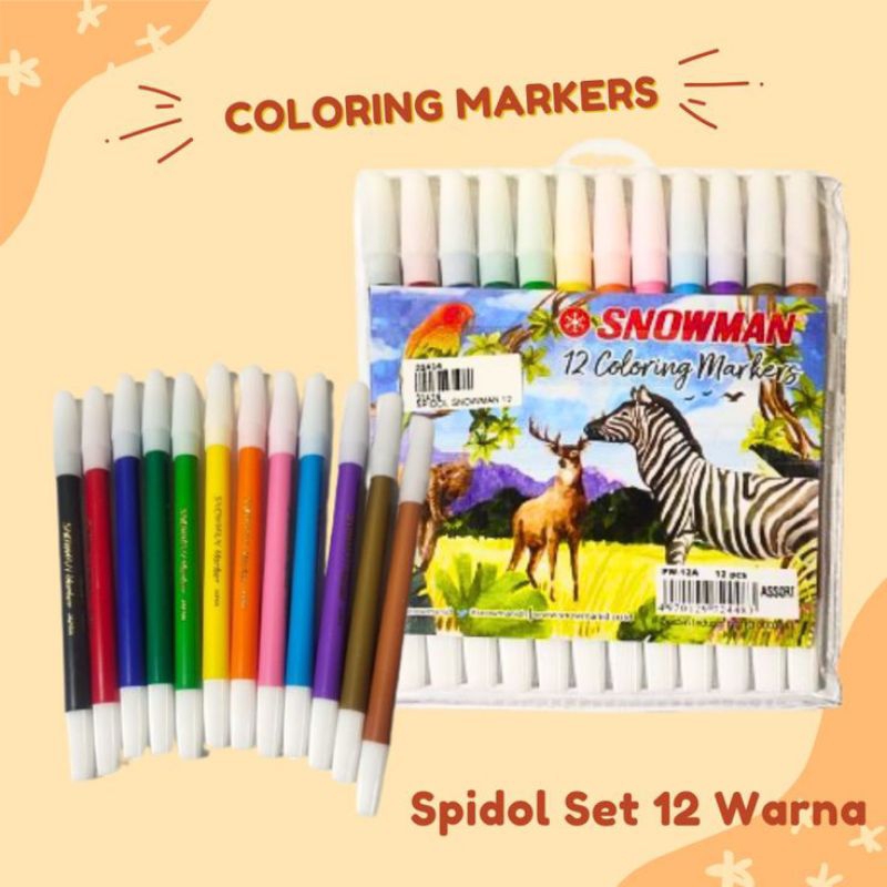 

Spidol set 12 warna snowman isi 12pcs