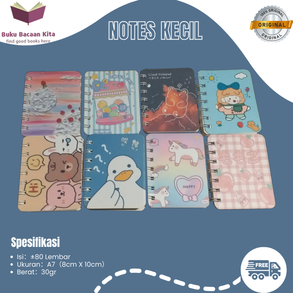 

Note Book Ring Motif Buku Memo Kecil A7 Spiral isi 80 Lembar Notebook Mini