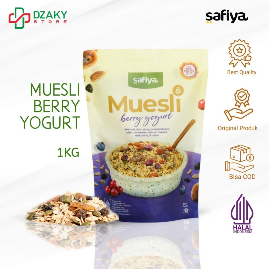 

Muesli Berry Yogurt Sereal Sehat With Almond Premium - Authentic Safiya Food 1kg
