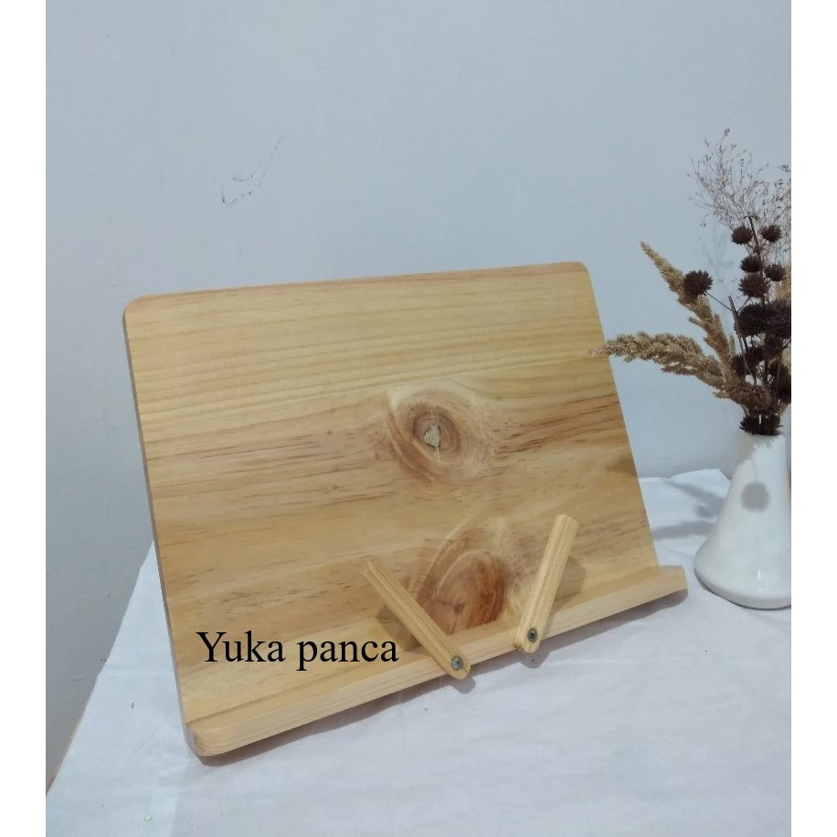 wooden book stand/penyangga buku/cook book stand/penyangga foto lukisan kanvas/tatakan buku