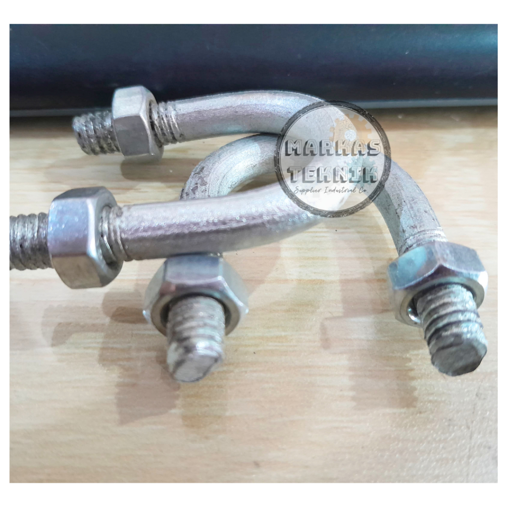 U BOLT 1/2" X 3/8" Galvanis / KLEM U BOLT 1/2 Inch + 2 MUR Galvanis