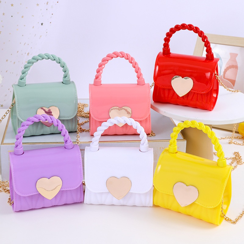 Tas selempang anak mini Jelly anak dan remaja motif Love Heart lucu Tas wanita jelly bag