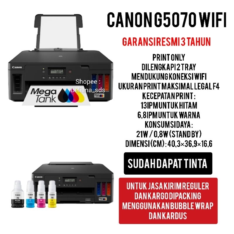 Printer Canon G5070 Wifi Print Only Garansi Resmi 3 Tahun Printer Canon G5070 Print Only Printer Can