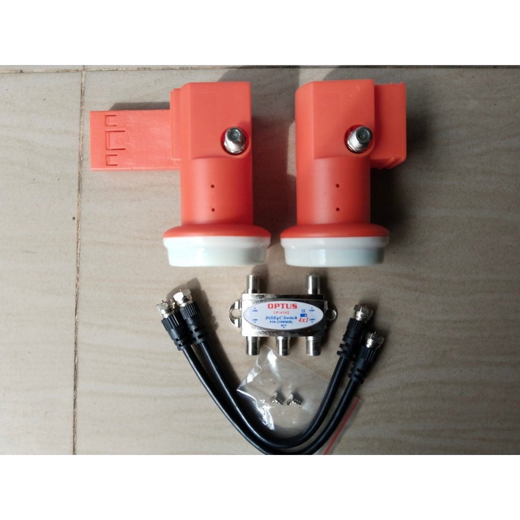 LNBF Ku-Band Paket Hemat OPTUS Universal Monoblock LNB ( 2 Sat > 1 Receiver )