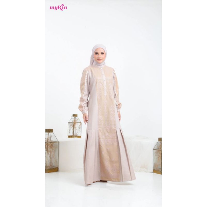 Ready Dress Aruna Nude Brown | Dress Dewasa | Sarimbit Series myRin |